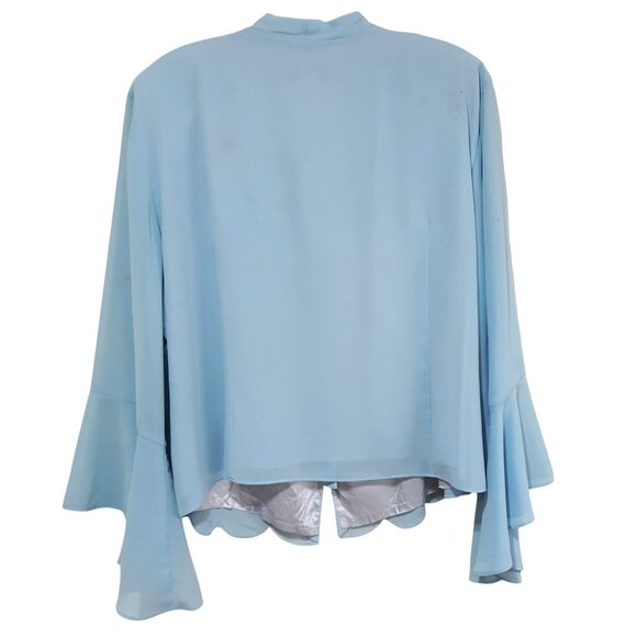 J.R.Nites Blue Women 26/24 Church Formal Suit Handkerchief Hem Crystal Beading - Picture 3 of 9